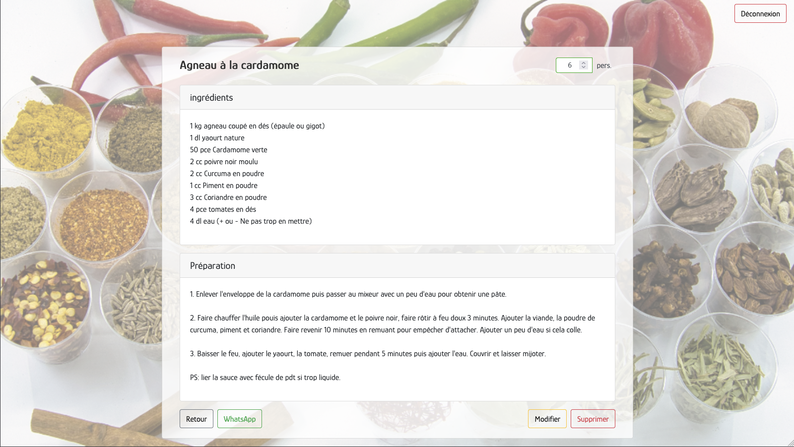 Recettes personnelles